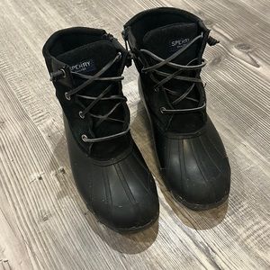 Sperry Black Suede Duck Boots